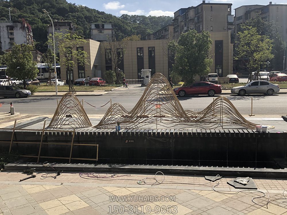 酒店小区金属摆件水池水景景观博鱼网页版镂空假山不锈钢博鱼网页版