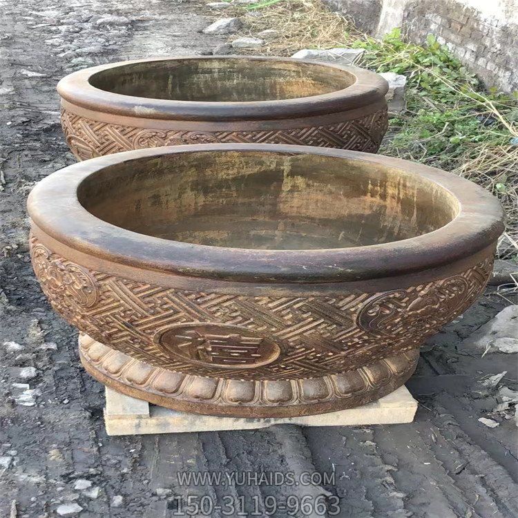 仿古石雕浮雕庭院寺庙种花养鱼鱼缸博鱼网页版