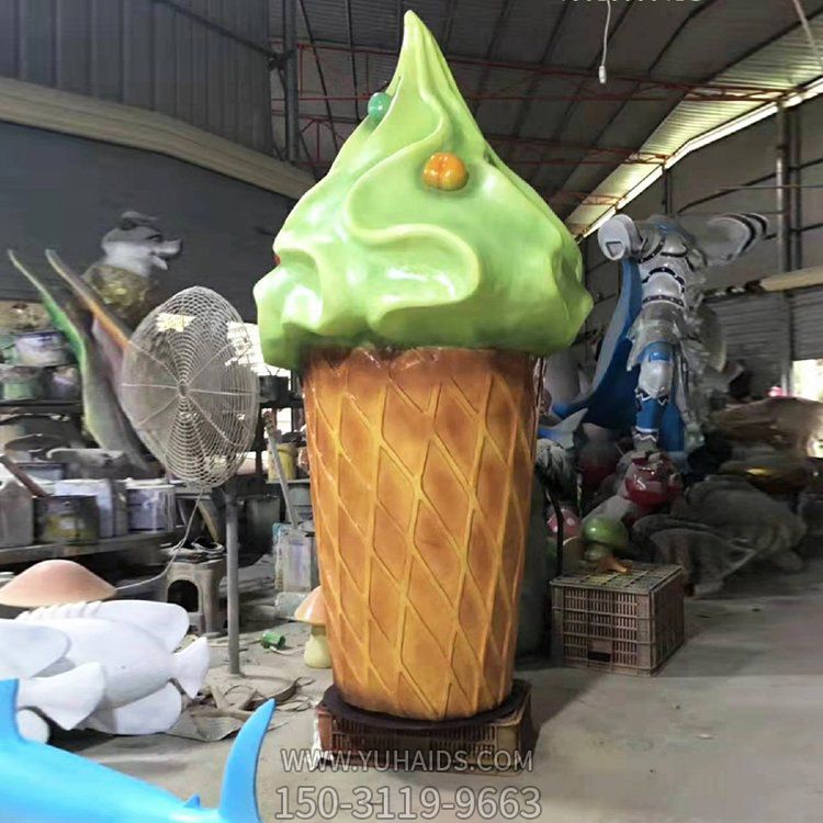 大型玻璃钢甜筒博鱼网页版冷饮店门口装饰