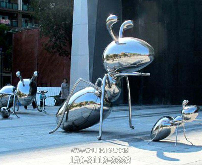 步行街街边花园摆放镜面不锈钢蚂蚁博鱼网页版