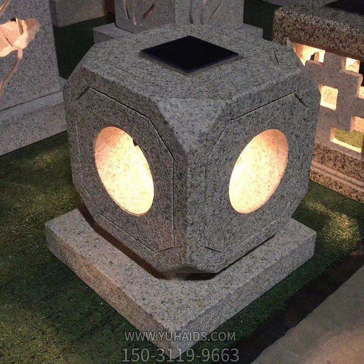 庭院花岗岩雕刻几何太阳能石灯博鱼网页版