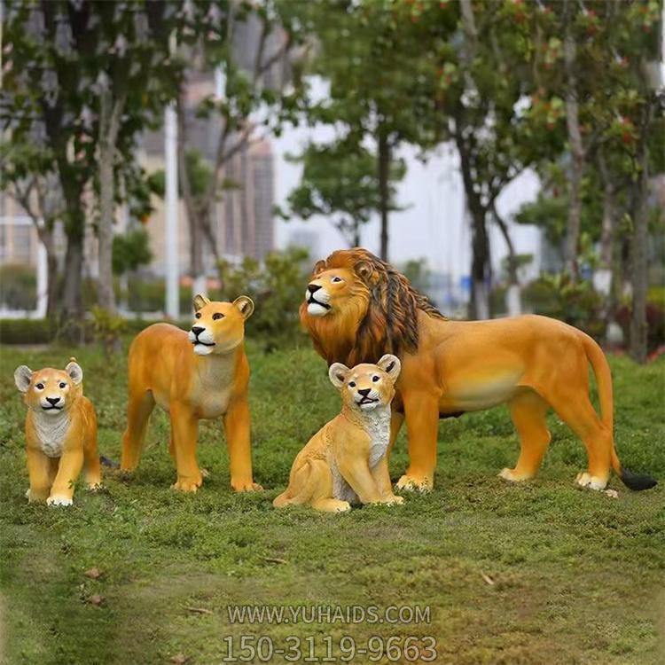   户外景观彩绘玻璃钢动物园仿真狮子老虎博鱼网页版