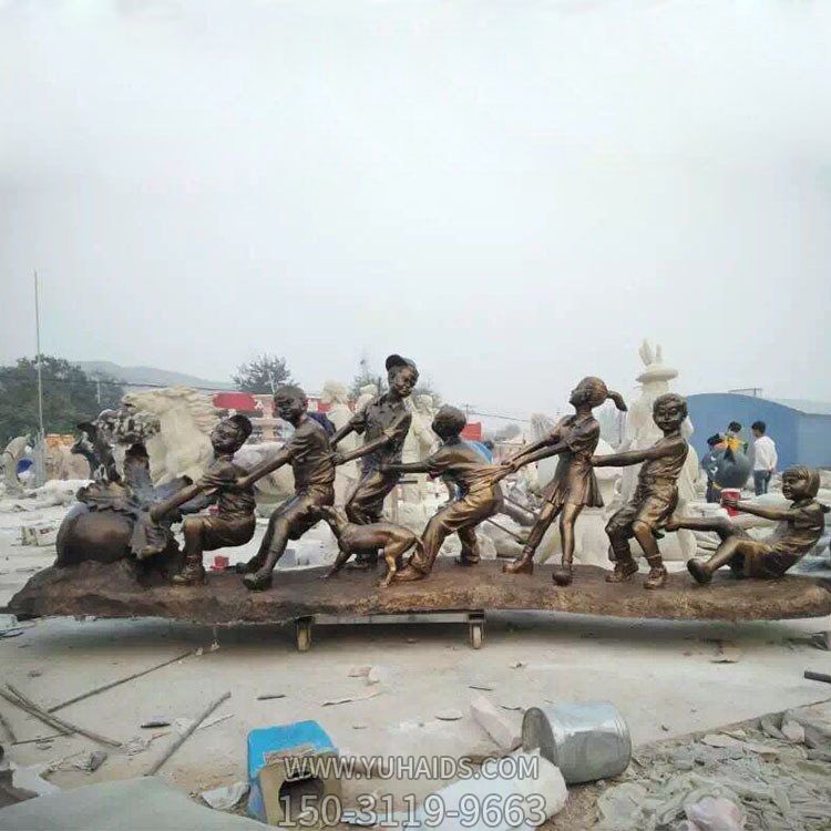 小区摆放玻璃钢童趣儿童拔萝卜人物小品博鱼网页版