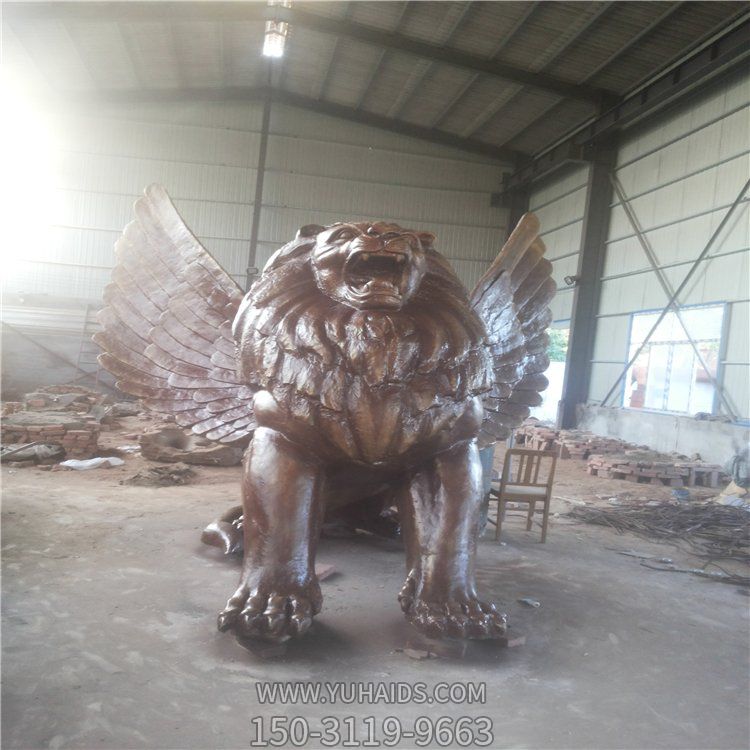 玻璃钢仿铜大型西方飞狮别墅园林景观博鱼网页版