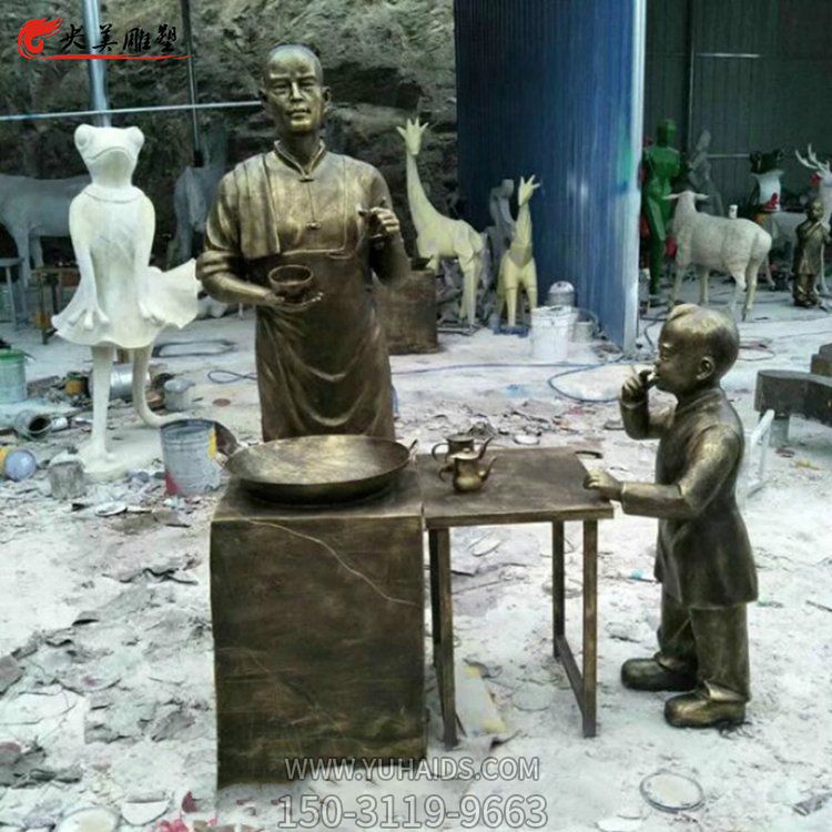 步行街摆放玻璃钢仿铜卖小吃民俗小品博鱼网页版