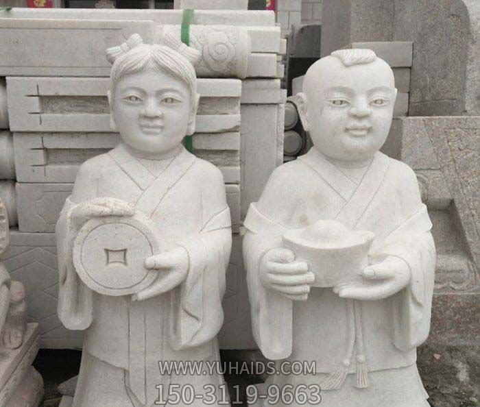 景区汉白玉石雕招财进宝福娃博鱼网页版