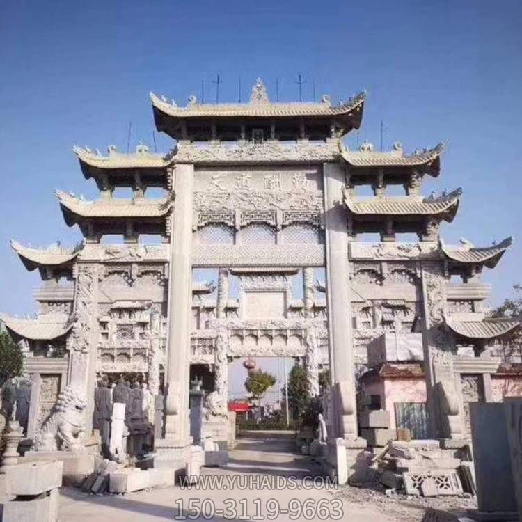 仿古石雕大型砂石大理石园林户外农村牌坊博鱼网页版