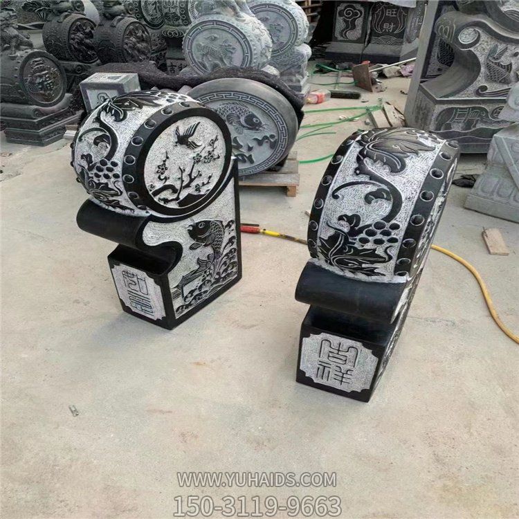 青石雕刻做旧别墅园林镇宅招财做旧抱鼓石一对博鱼网页版