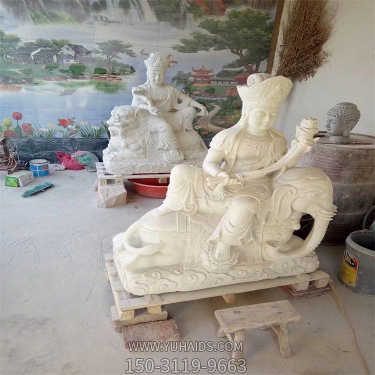宗教寺庙大理石石雕文殊普贤博鱼网页版