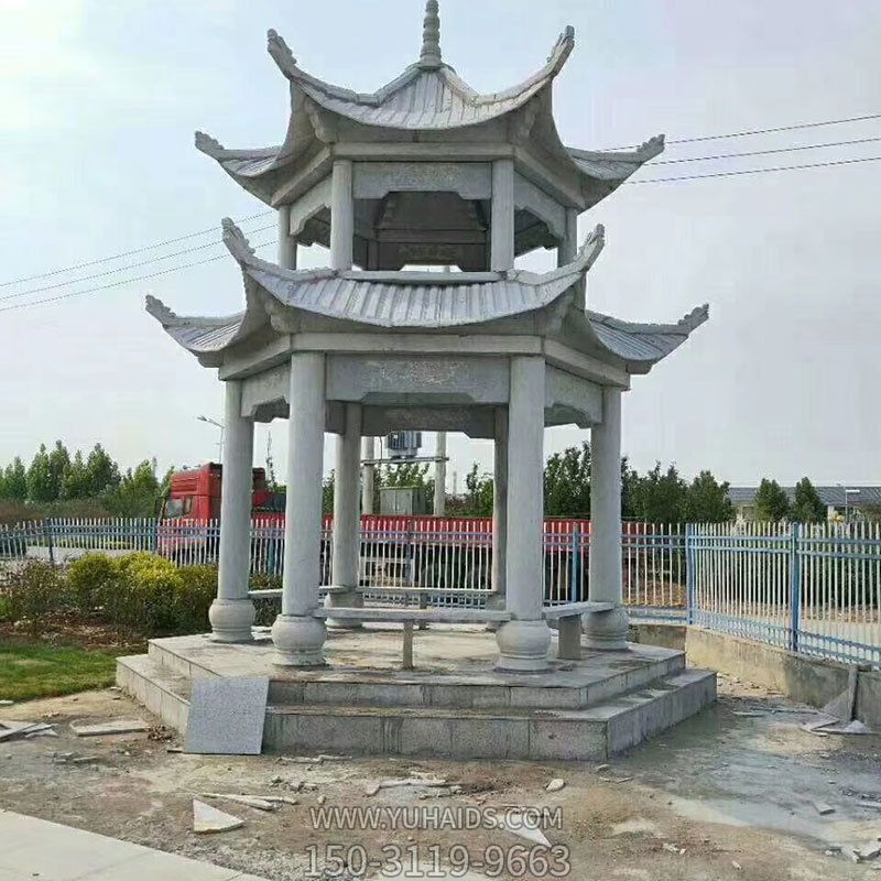 企业园林户外摆放双层顶仿古建砂岩雕刻休闲凉亭博鱼网页版