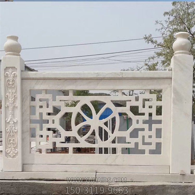 景区河道装饰芝麻白浮雕镂空石栏杆博鱼网页版