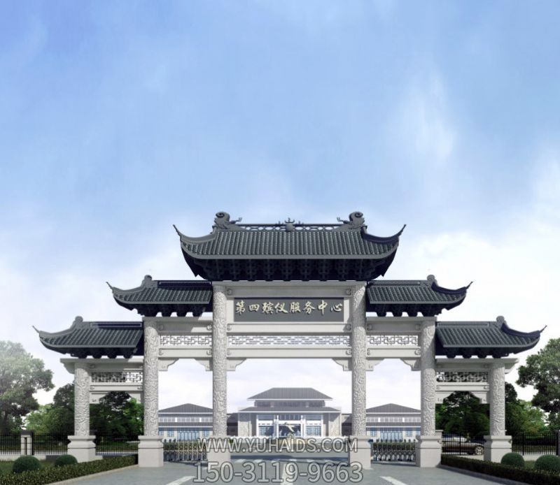 殡仪馆五门景观青瓦斗拱牌楼坊博鱼网页版