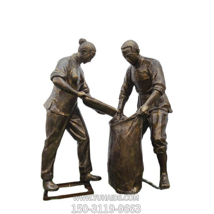 农场装饰摆放玻璃钢仿铜农耕文化丰收装麦小品人物博鱼网页版