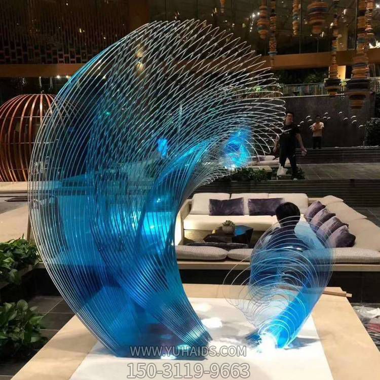 室内创意景观不锈钢彩绘艺术品摆件博鱼网页版