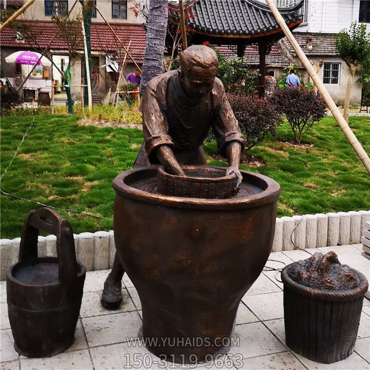 民俗情景小品玻璃钢仿铜人物博鱼网页版