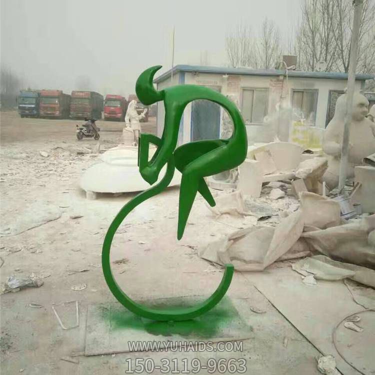 校园广场不锈钢彩绘骑行的抽象人物景观博鱼网页版