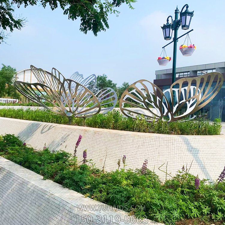 不锈钢大型蝴蝶景观摆件博鱼网页版