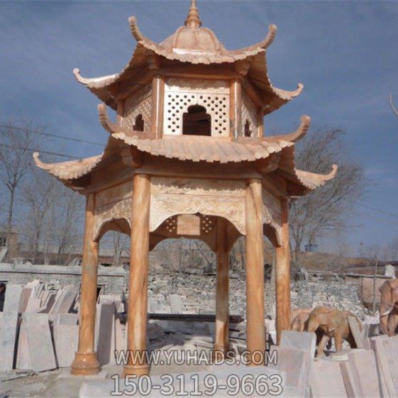 晚霞红石雕摆件 公园大中式凉亭博鱼网页版