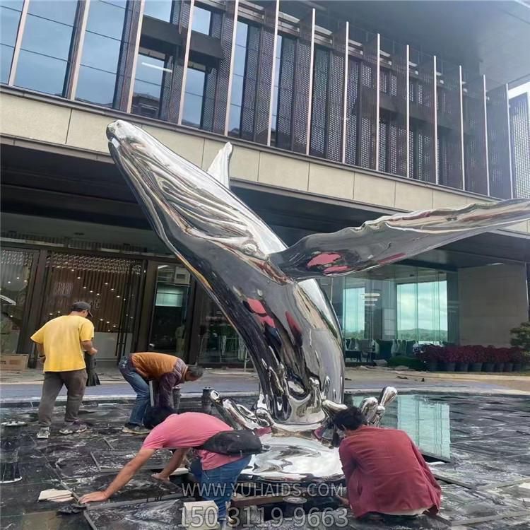 酒店门口大型喷泉水景不锈钢镜面鲸鱼博鱼网页版