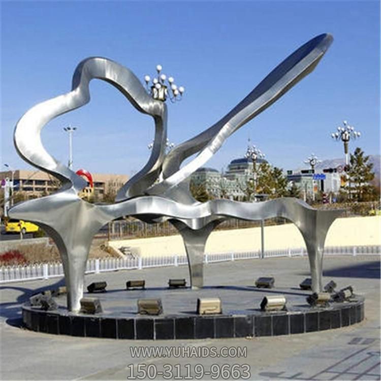 不锈钢拉丝抽象钢琴造型博鱼网页版广场景观摆件