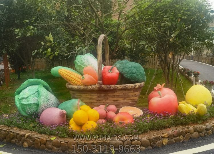 园林草坪摆放玻璃钢彩绘仿真果蔬篮水果摆件博鱼网页版