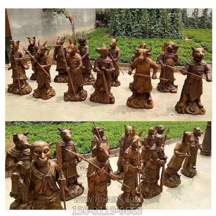 人身兽首的十二生肖铜雕，可做石材或玻璃钢材质博鱼网页版