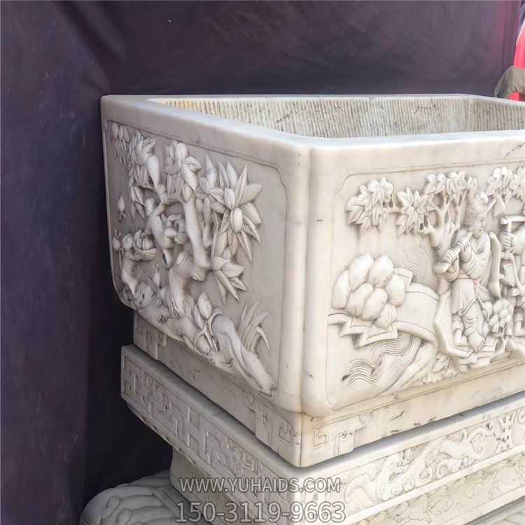 汉白玉浮雕大型庭院鱼缸博鱼网页版