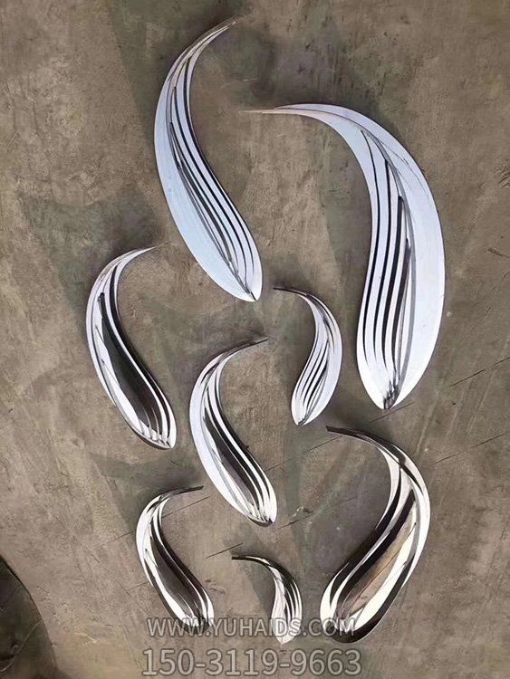 不锈钢抽象鱼博鱼网页版会所楼盘水池喷泉造景摆件