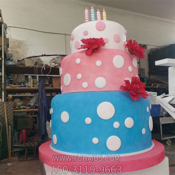 游乐园玻璃钢彩绘三层蛋糕模型博鱼网页版摆件