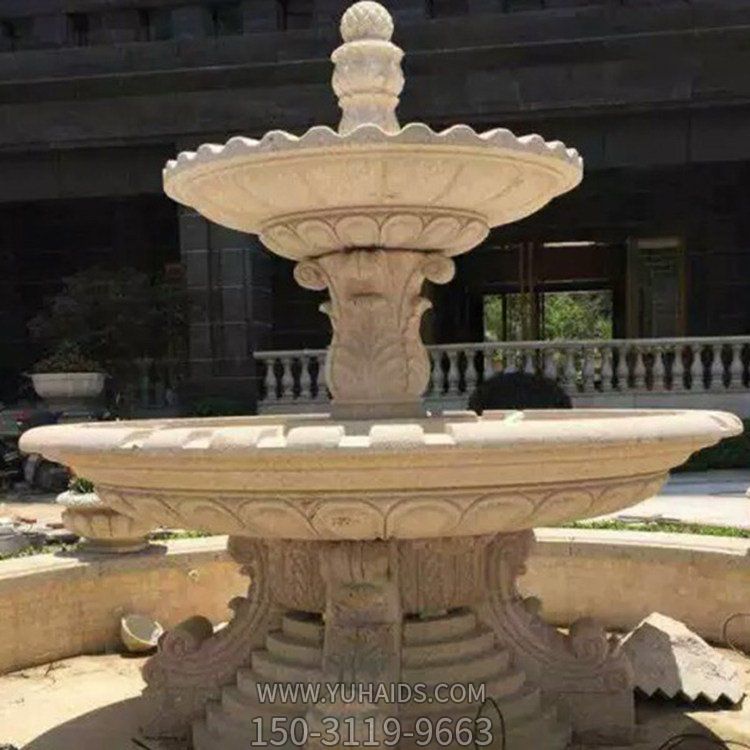 欧式晚霞红石雕喷泉景观摆件博鱼网页版