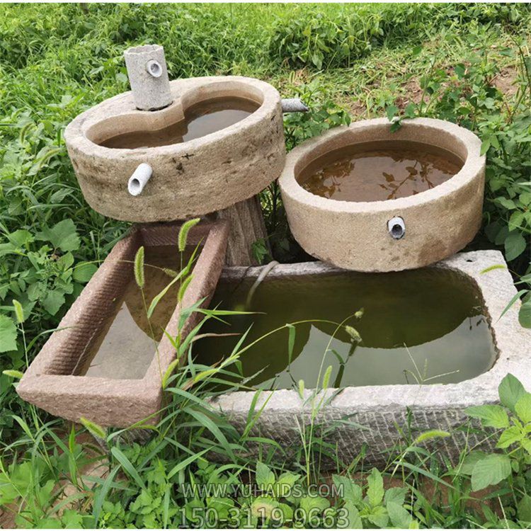 大理石老石槽庭院户外造景养鱼流水摆件博鱼网页版