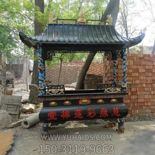 景区寺庙铸铁喷漆四龙柱进宝香炉博鱼网页版