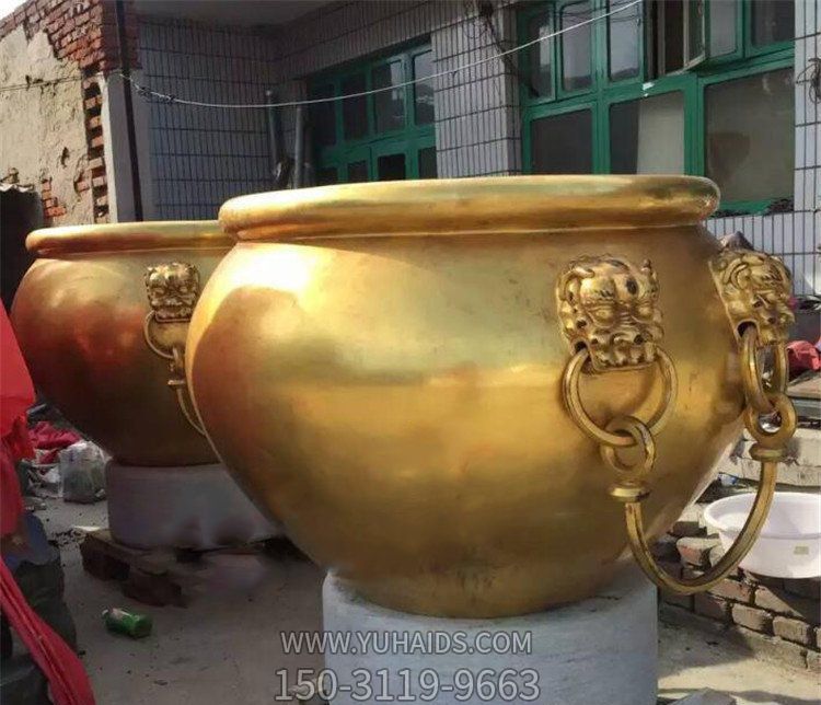 庭院纯铜水缸景观铜雕摆件缸博鱼网页版