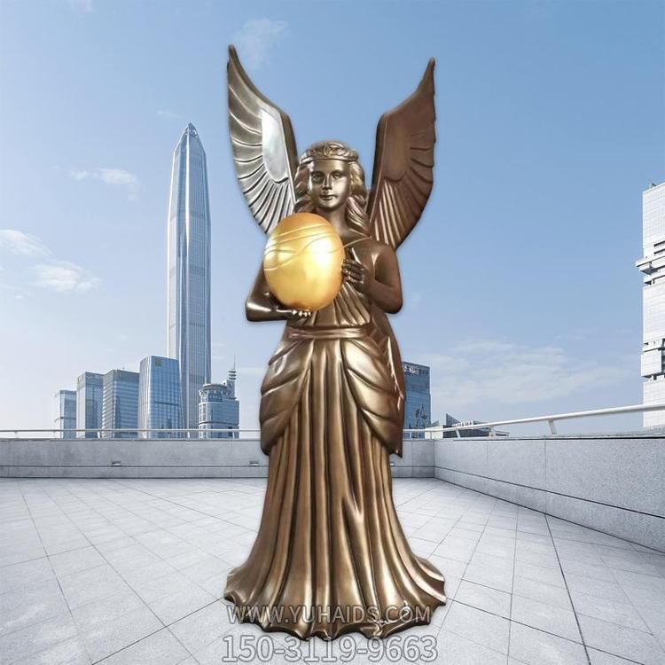 户外玻璃钢博鱼网页版 古铜人物造型欧式天使摆件仿真少女装饰美陈
