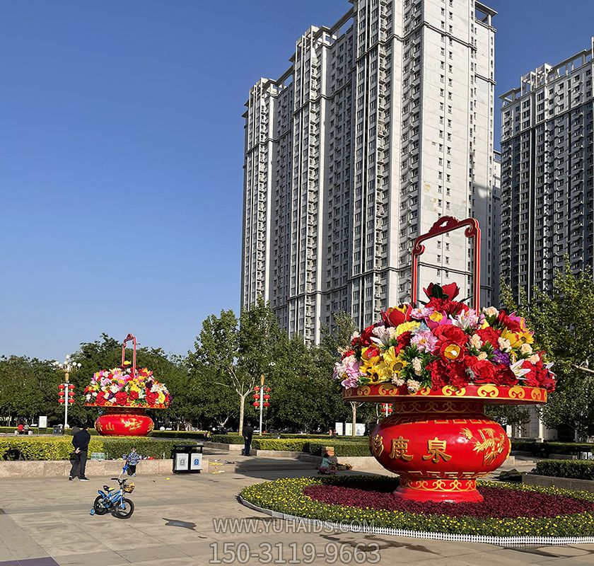 迎接国庆玻璃钢彩绘大花篮博鱼网页版
