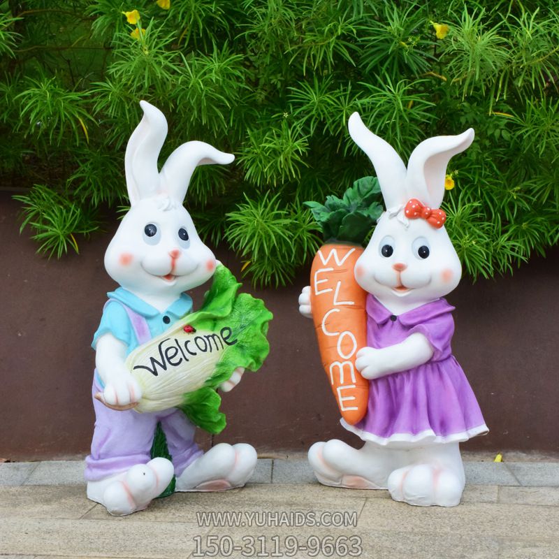 电影院两只欢迎光临玻璃钢兔子博鱼网页版