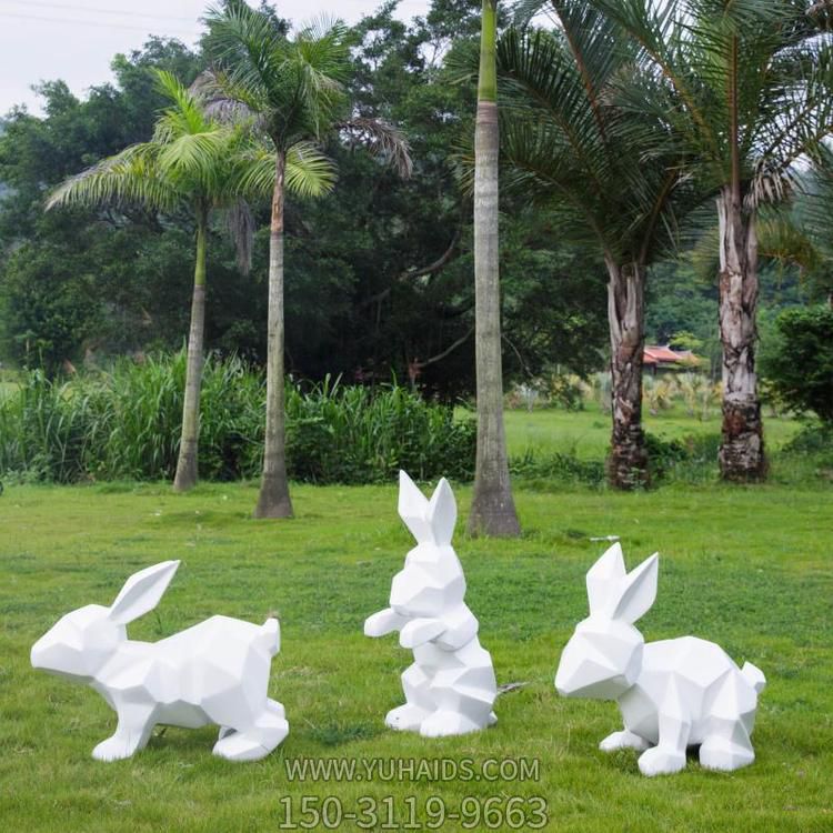 户外园林草坪不锈钢几何抽象兔子博鱼网页版