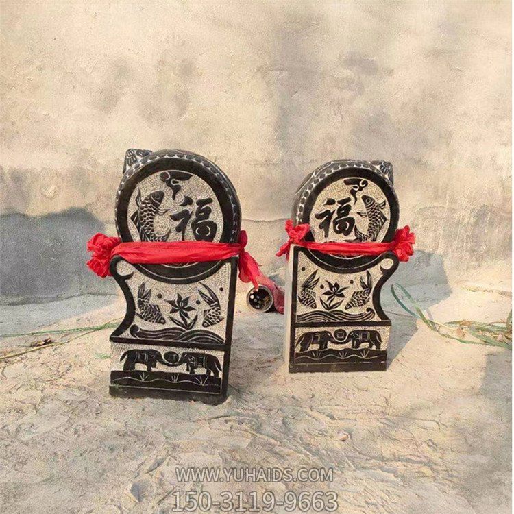 庭院门口一对青石石雕镇宅抱鼓石博鱼网页版