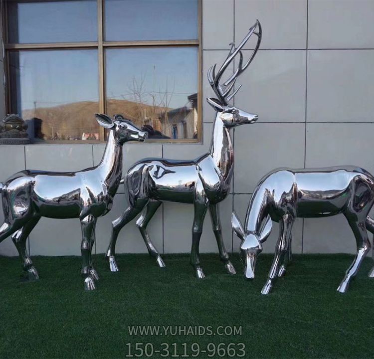 不锈钢镜面大型梅花鹿博鱼网页版户外别墅小区景观