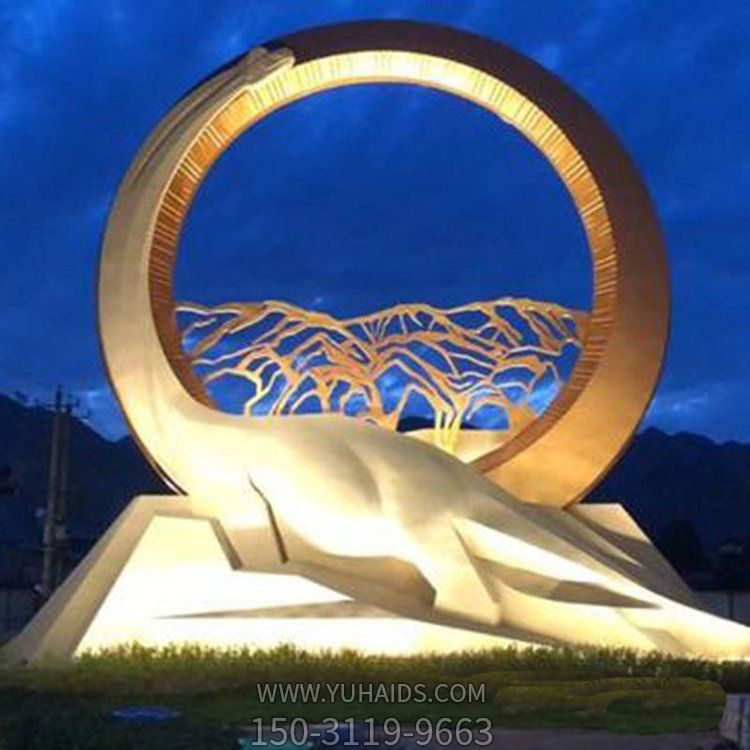 广场大型不锈钢圆环镂空假山景观博鱼网页版