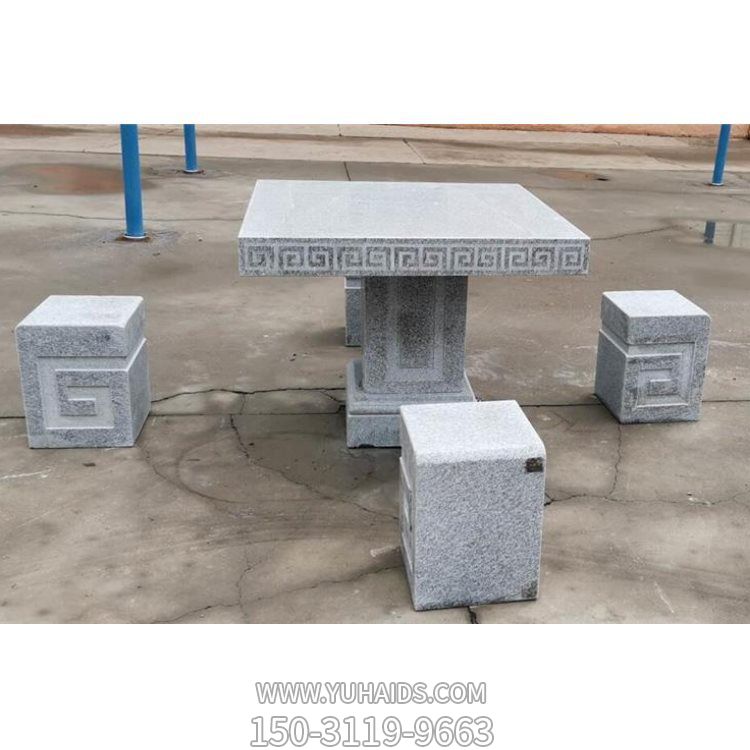 公园小憩大理石石雕方形石桌石凳摆件博鱼网页版