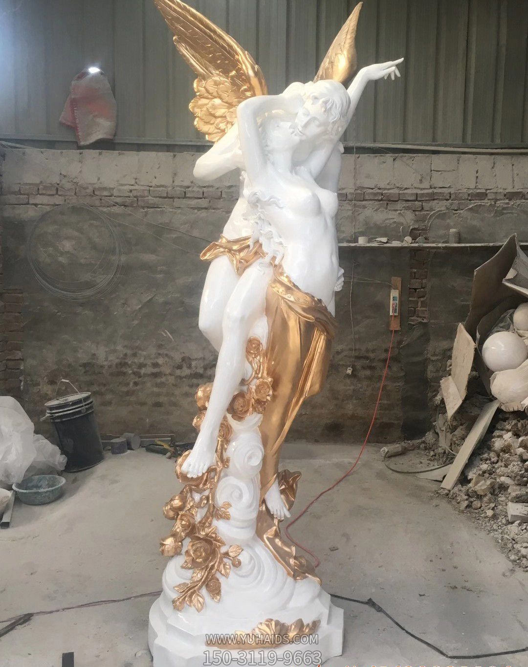 欧式花园摆放镀金玻璃钢西方爱神博鱼网页版