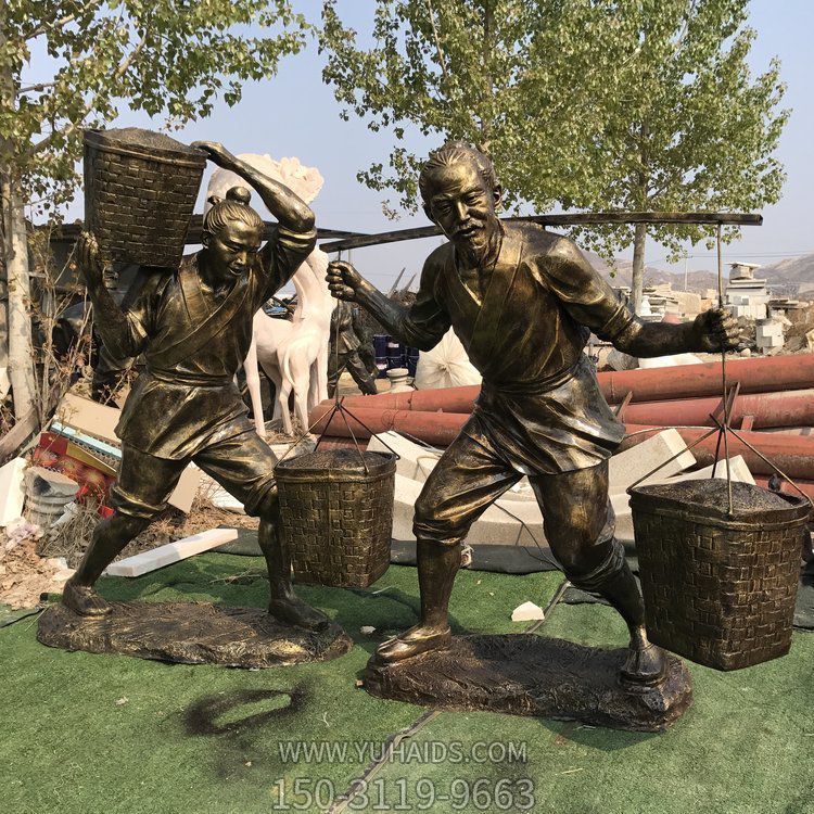 干农活的古人，玻璃钢仿铜农耕主题人物博鱼网页版