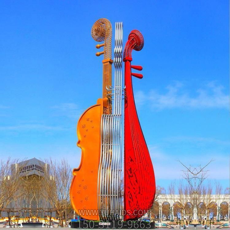 广场大型不锈钢乐器景观琵琶博鱼网页版