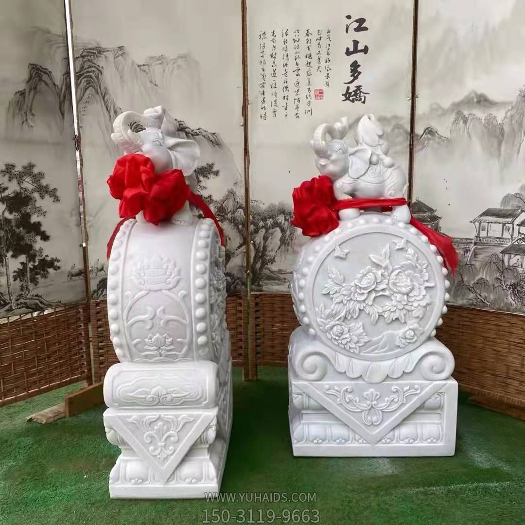 酒店别墅庭院门口石雕浮雕抱鼓石摆件博鱼网页版