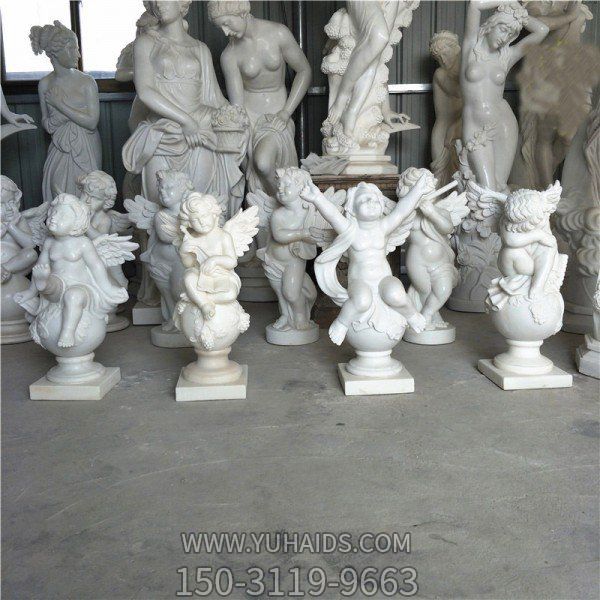 别墅小区摆放汉白玉雕刻西方小天使博鱼网页版