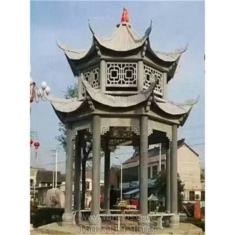 仿古做旧大理石石雕多层中式凉亭博鱼网页版