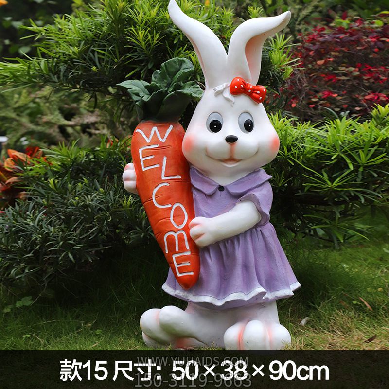 酒店摆放一只欢迎光临玻璃钢兔子博鱼网页版