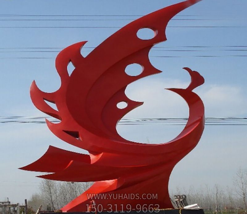 景区装饰大型红色不锈钢海浪浪花博鱼网页版