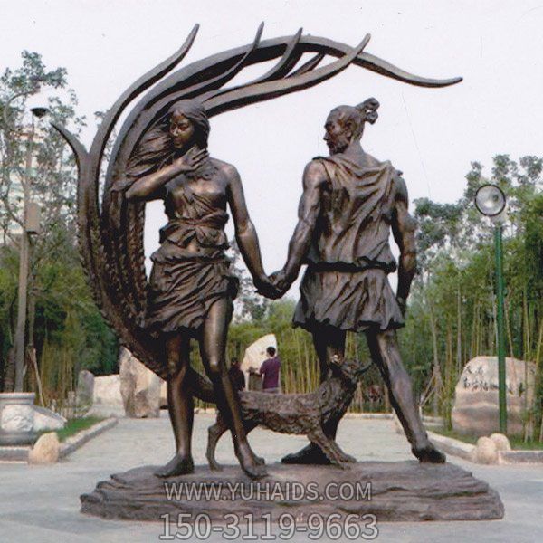 公园广场摆放玻璃钢仿铜大型古代神话人物景观博鱼网页版